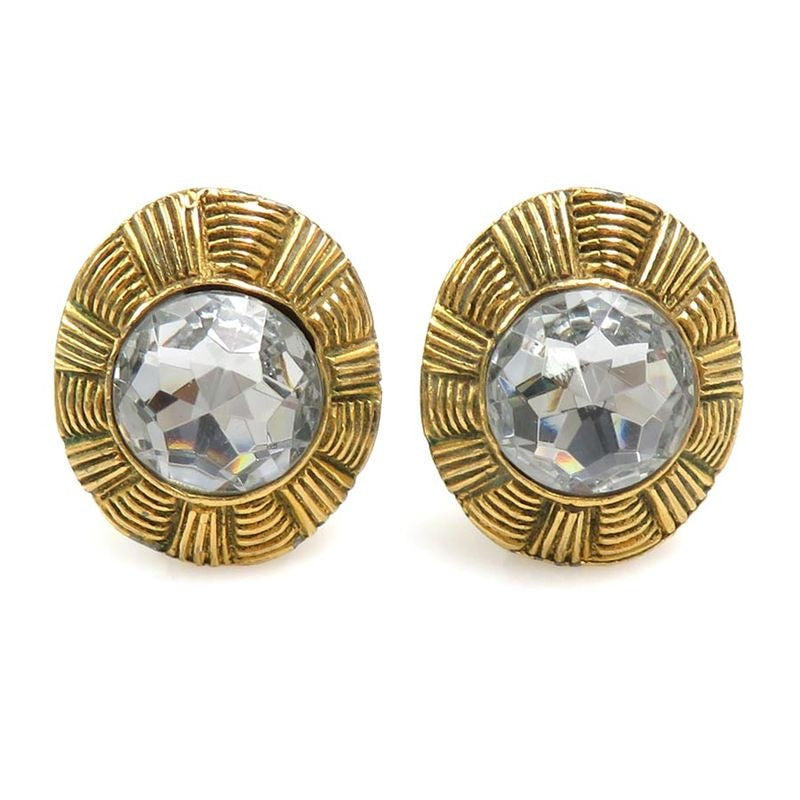 Chanel Gold Starburst Crystal Earrings — view 2