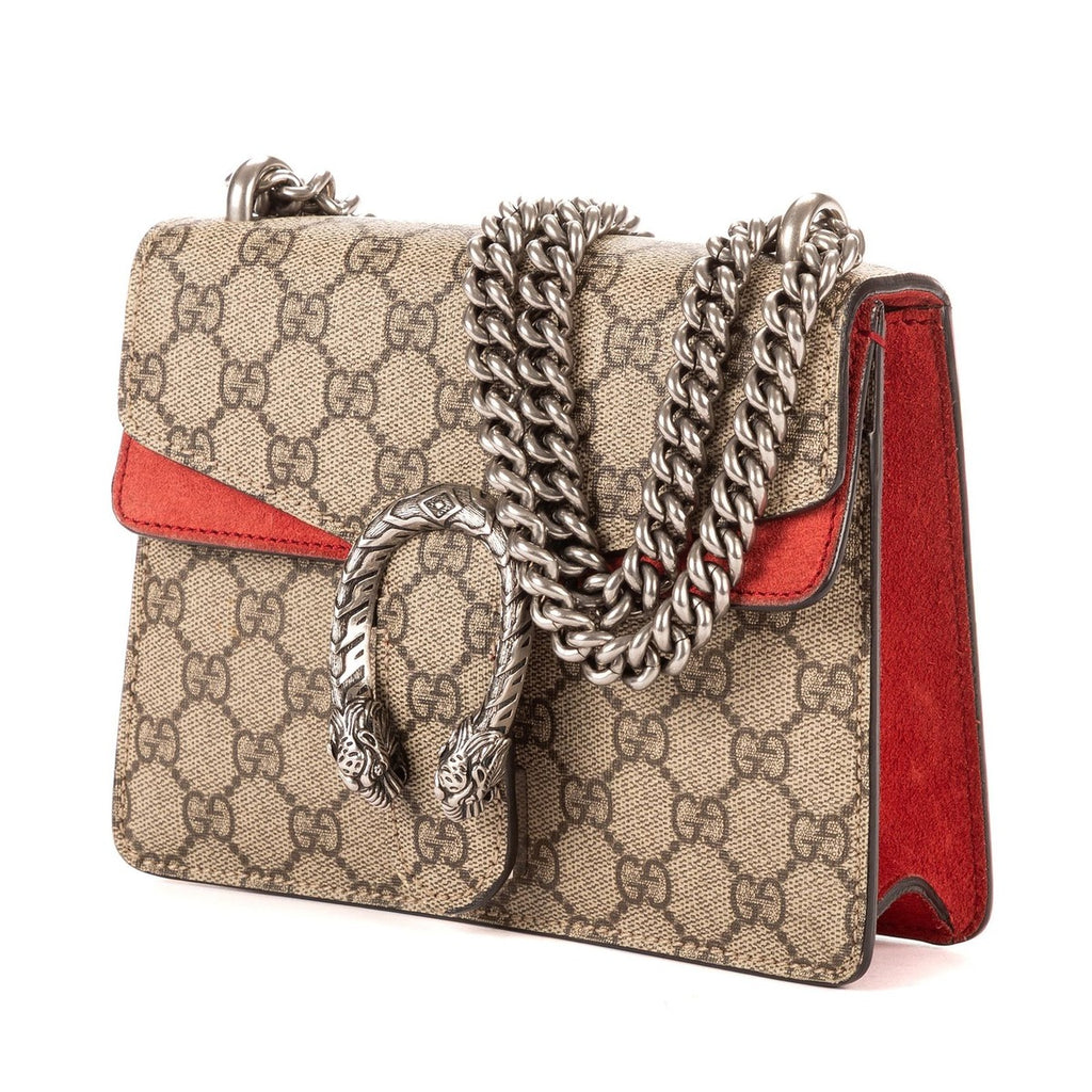 Gucci Dionysus Beige Red Supreme Canvas Suede Shoulder Bag — view 2
