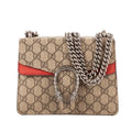 Gucci Dionysus Beige Red Supreme Canvas Suede Shoulder Bag