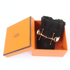 Hermes Maul Bracelet Pink Gold Hardware Leather White T2 — view 3