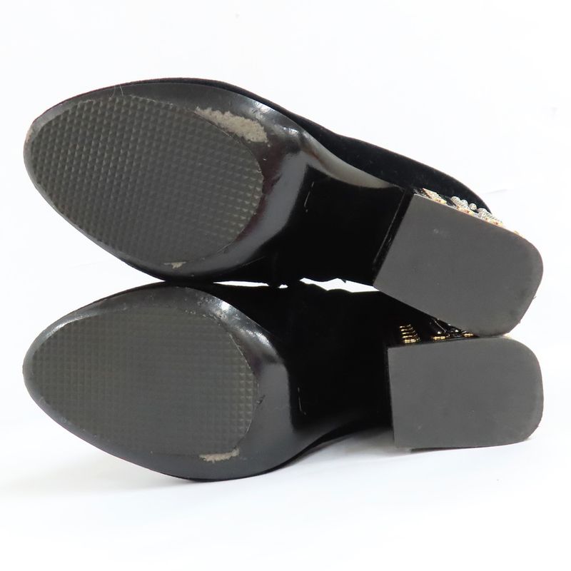 Louis Vuitton Century Line Ankle Boots Short Velvet Block Heel Studs — view 5
