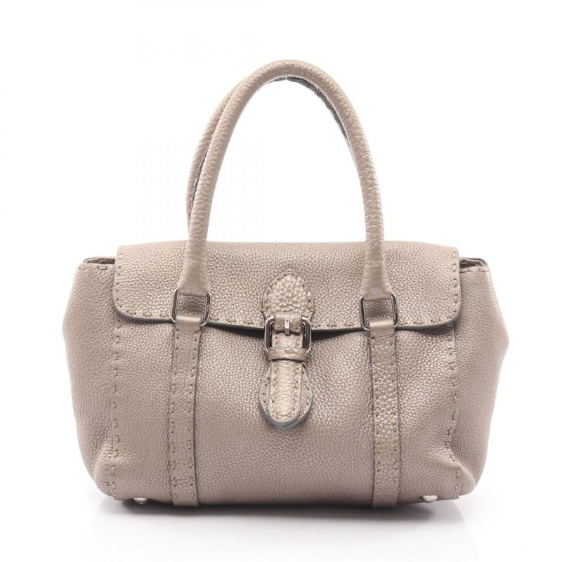 Fendi Handbag Selleria Mini Linda Grey Leather