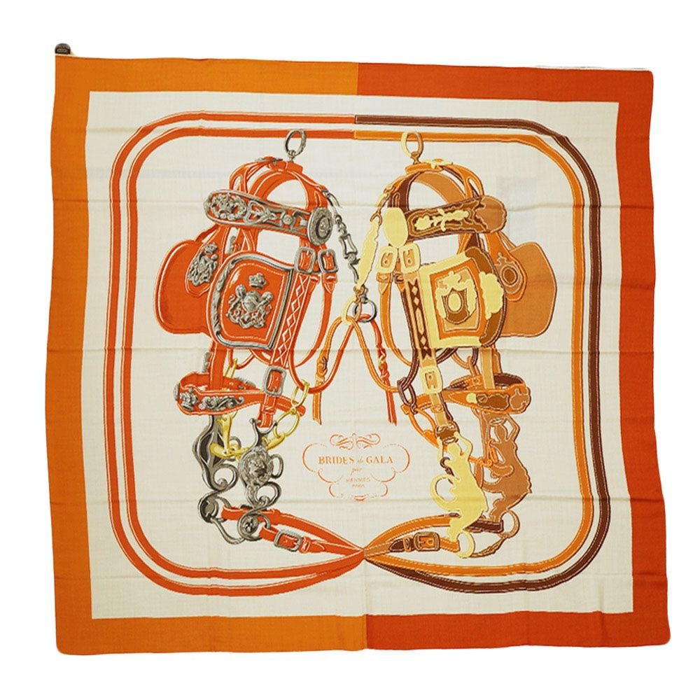 Hermes Carre Brides de Gala Applique Pique Orange