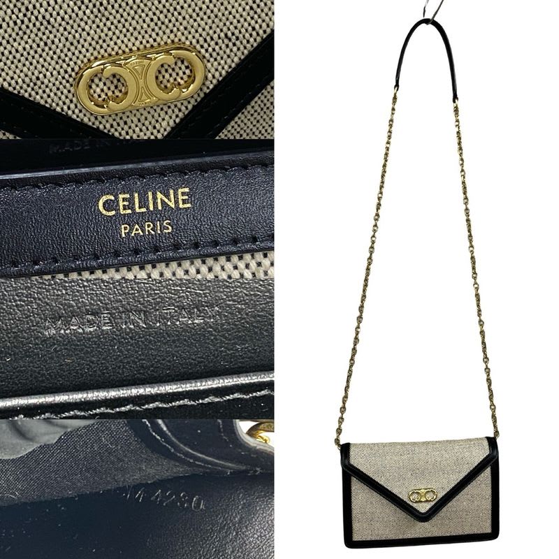 Celine Triomphe Chain Shoulder Canvas Leather Mini