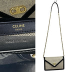 Celine Triomphe Chain Shoulder Canvas Leather Mini