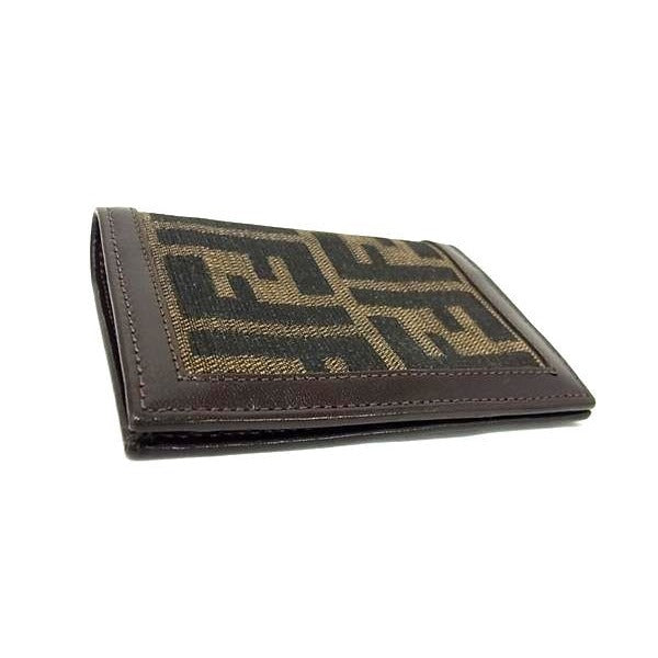 Fendi Zucca Pattern Canvas Bifold Wallet Brown And Black Fm3124 — view 2