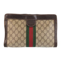 Gucci Vintage Sherry Line Beige Brown GG Supreme Canvas Clutch