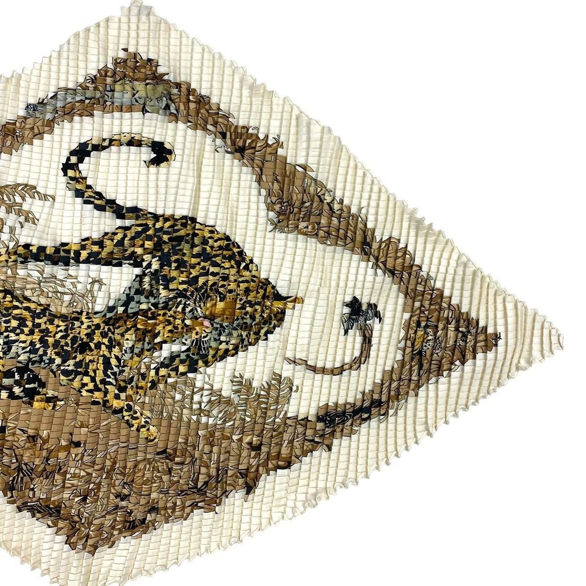 Hermes Scarf Pleated Silk Dip Dye Jungle Love White — view 3