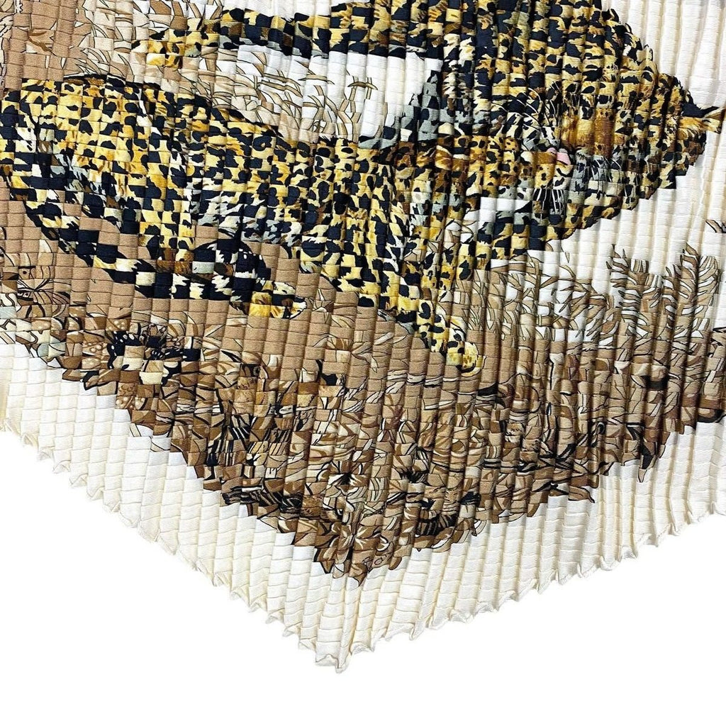 Hermes Scarf Pleated Silk Dip Dye Jungle Love White — view 5