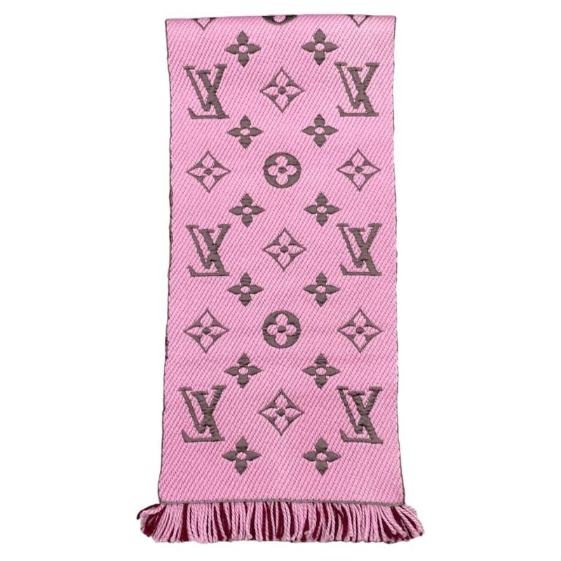 Louis Vuitton Scarf Echarpe Logomania Duo Monogram Wool Silk Wine Red — view 5
