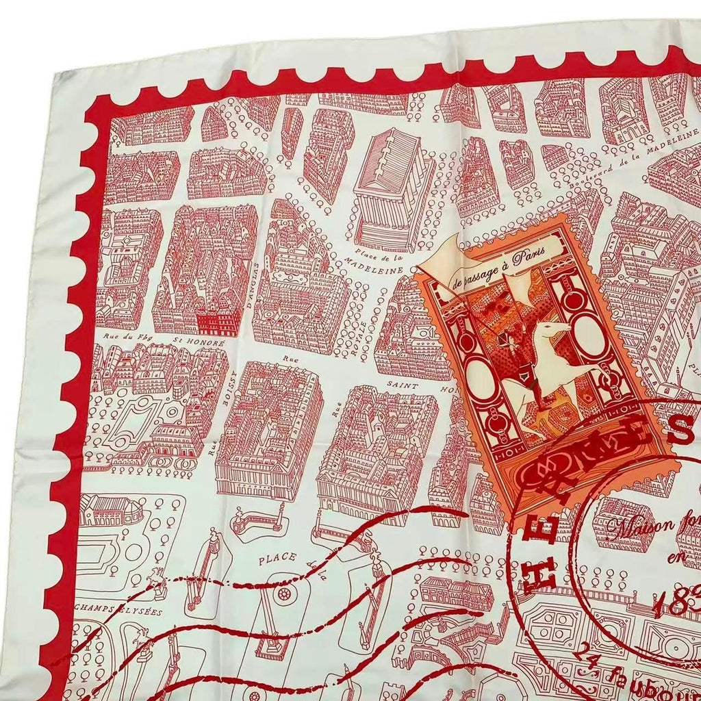 Hermes Carre 90 de Passage a Paris Silk Scarf Red — view 2