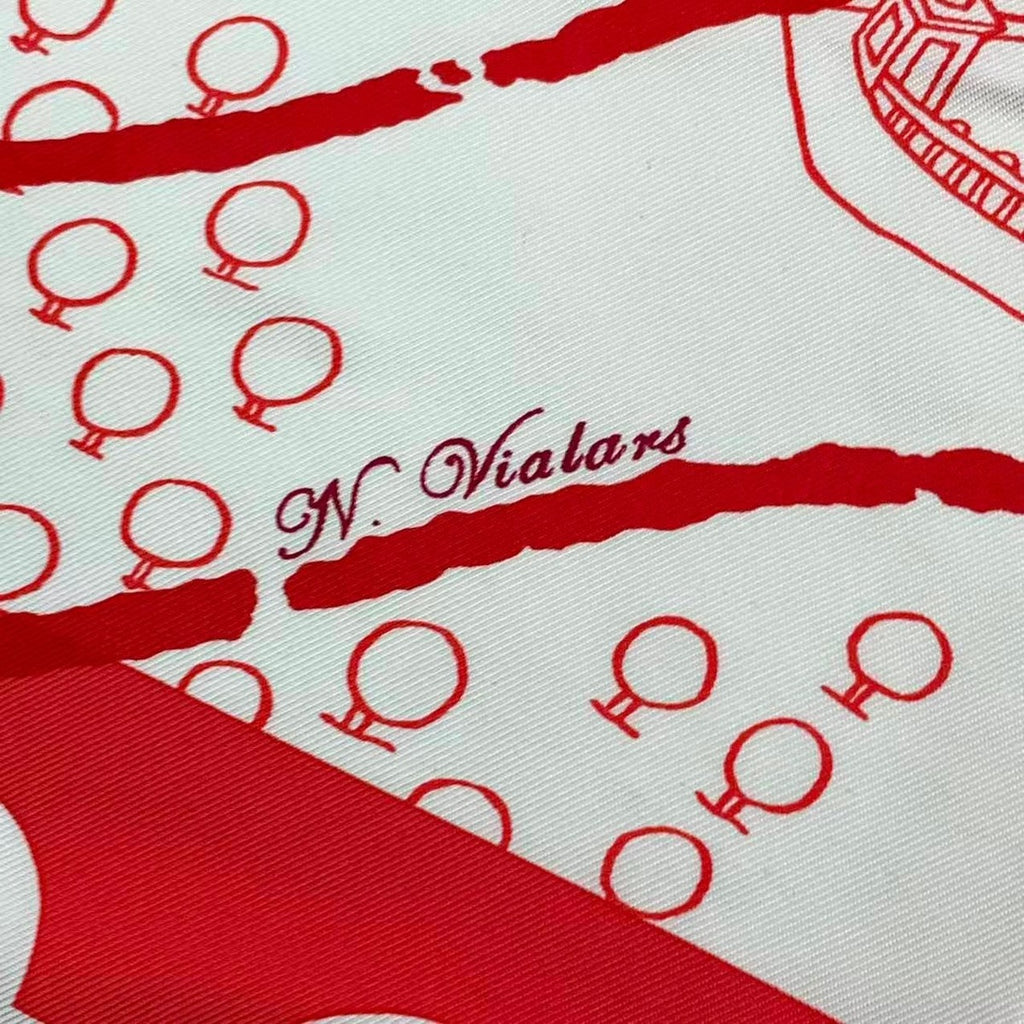 Hermes Carre 90 de Passage a Paris Silk Scarf Red — view 7