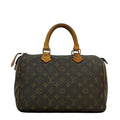 Louis Vuitton Mini Boston Bag Speedy 30 Brown Monogram Vintage Canvas Leather