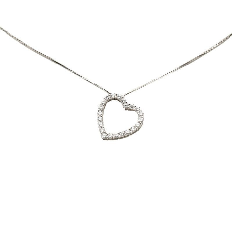 Gucci Heart Motif Diamond Pendant Necklace 18K White Gold — view 2