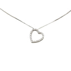 Gucci Heart Motif Diamond Pendant Necklace 18K White Gold