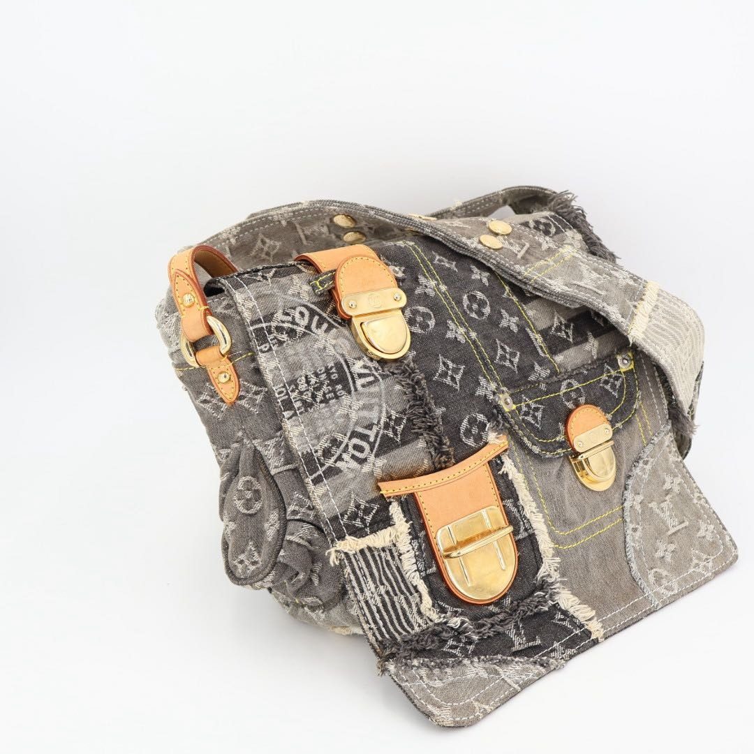 Louis Vuitton Patchwork Postie Messenger Bag Monogram Denim Gray — view 2