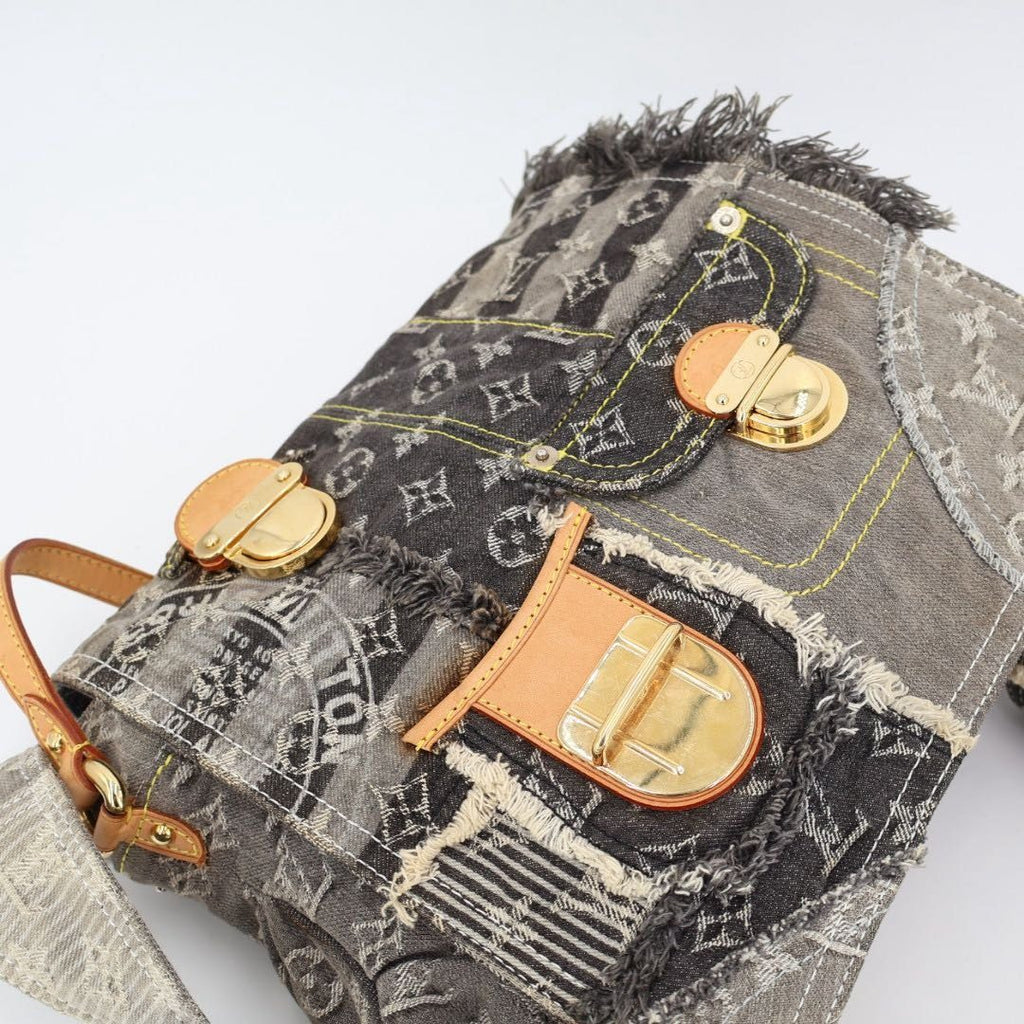Louis Vuitton Patchwork Postie Messenger Bag Monogram Denim Gray — view 7