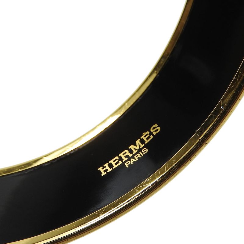 Hermes Bracelet Emile GM Gadarkivir Enamel Metal White Black Gold Hardware — view 7