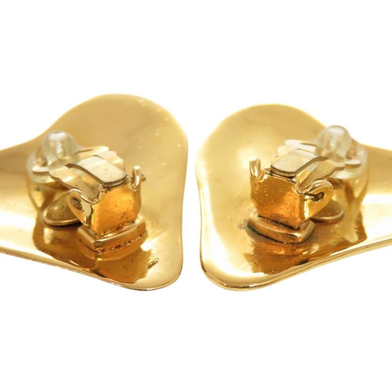 Chanel Vintage Coco Mark Heart Metal Gold Earrings 0179 — view 6