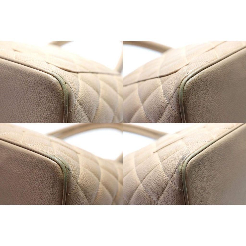 Chanel Caviar Leather Quilted Jumbo CC Logo Medallion Tote — view 4