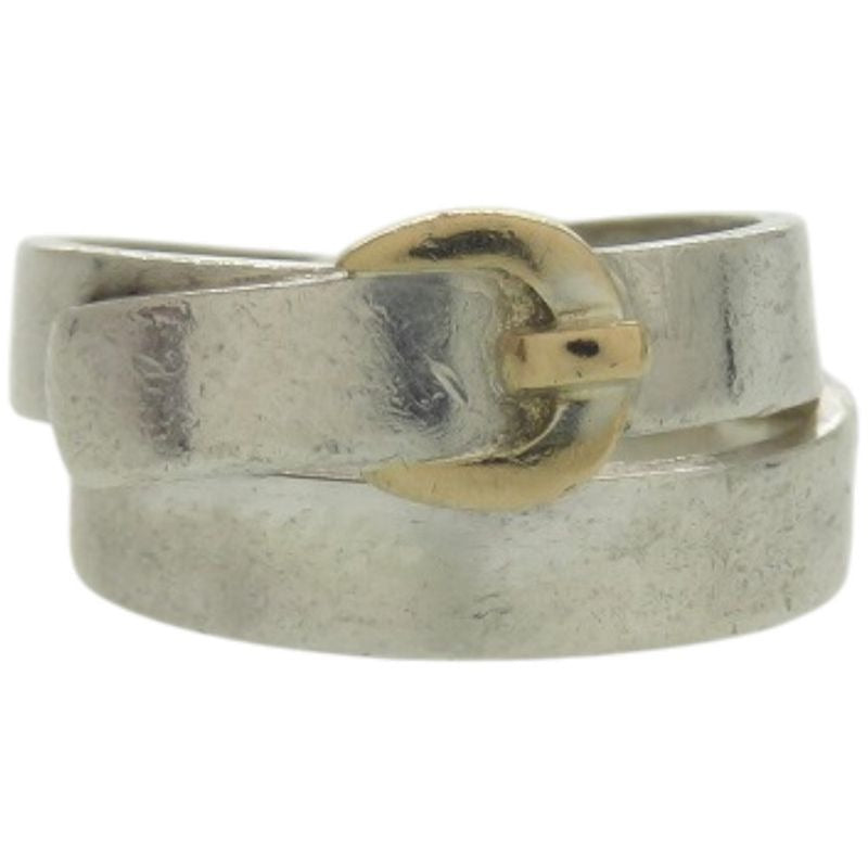 Hermes Double True 48 Size 8 Silver 925 18K Gold Ring 0222