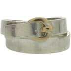 Hermes Double True 48 Size 8 Silver 925 18K Gold Ring 0222