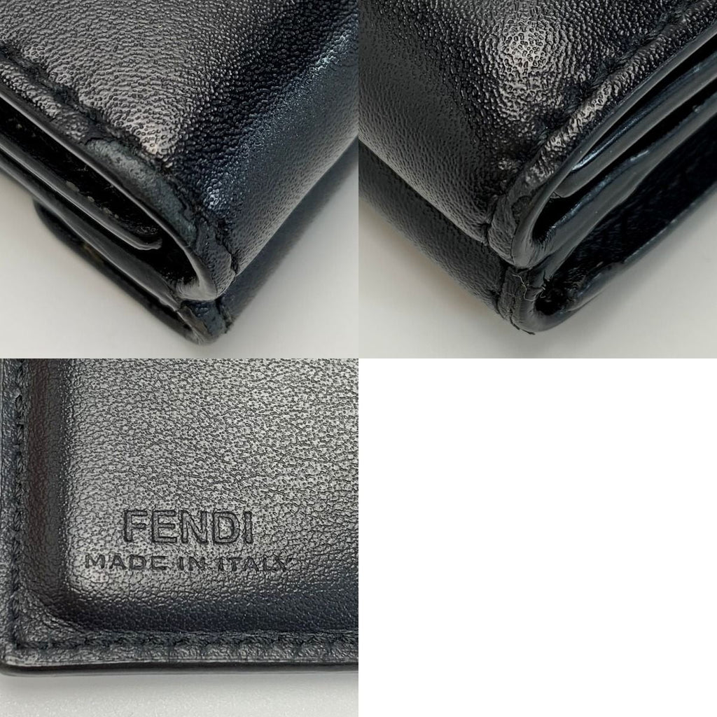 Fendi F's Compact Leather Black Trifold Wallet — view 6