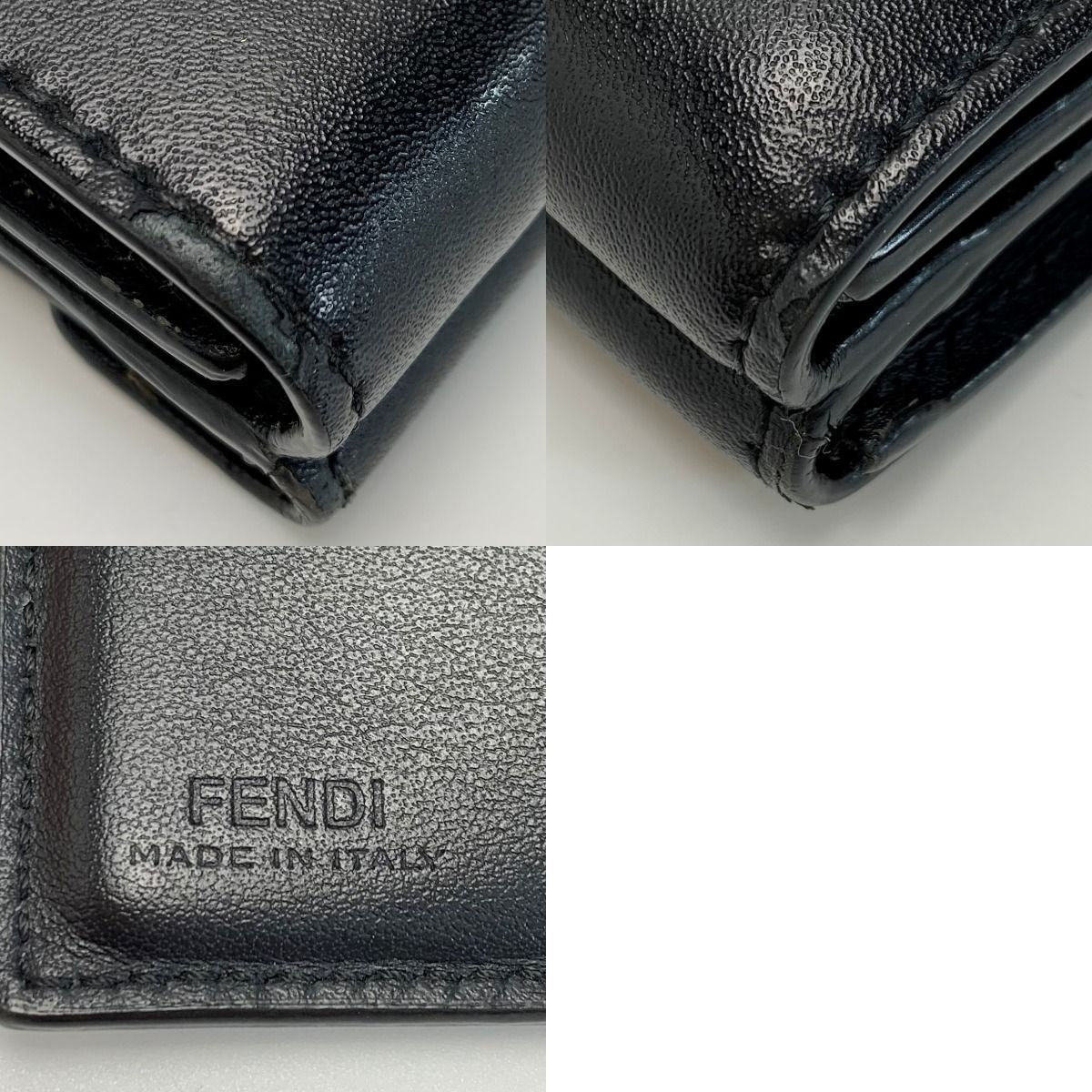 Fendi F's Compact Leather Black Trifold Wallet — view 6