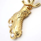 Chanel Roller Skate Earrings F24 COCO Mark Faux Pearl Rhinestone Gold Color — view 6