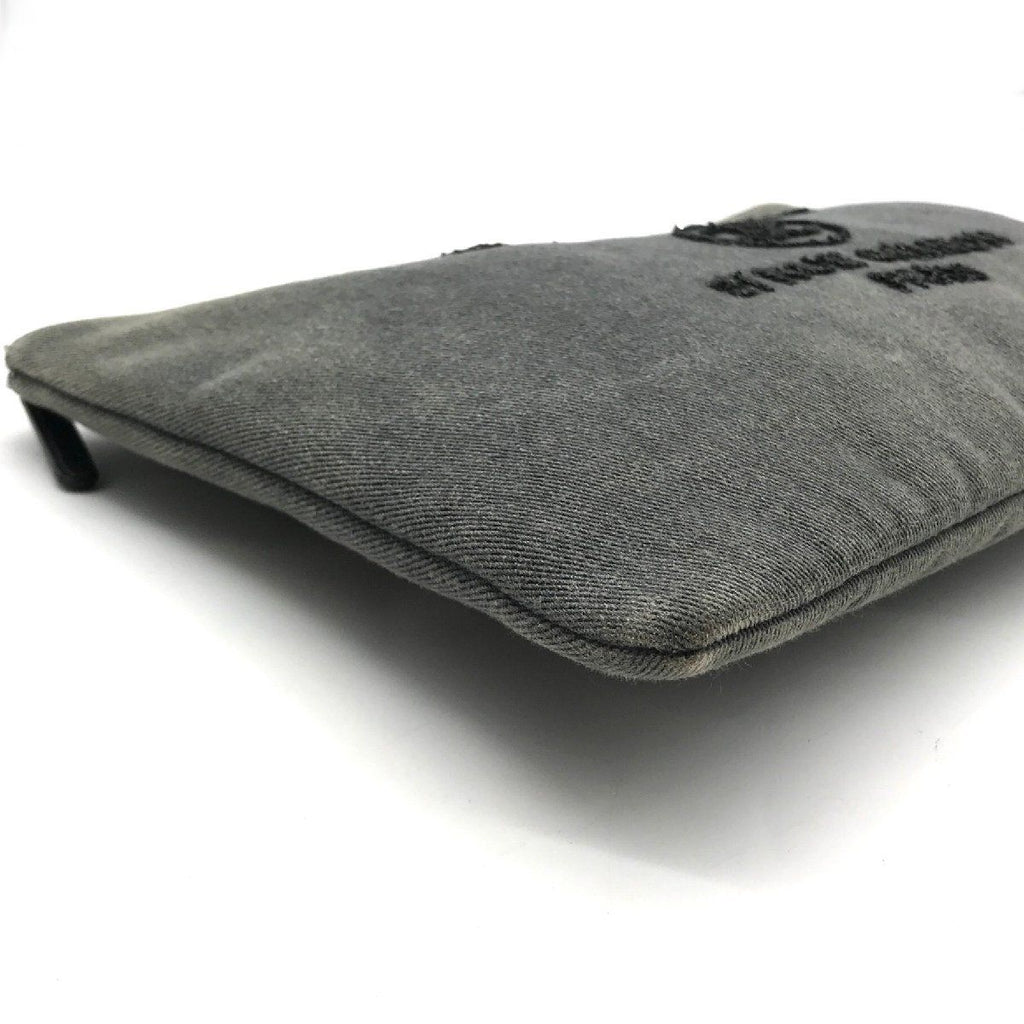 Chanel CC Logo Deauville Denim Sequin Clutch Gray Jeans — view 9