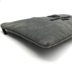 Chanel CC Logo Deauville Denim Sequin Clutch Gray Jeans — view 9
