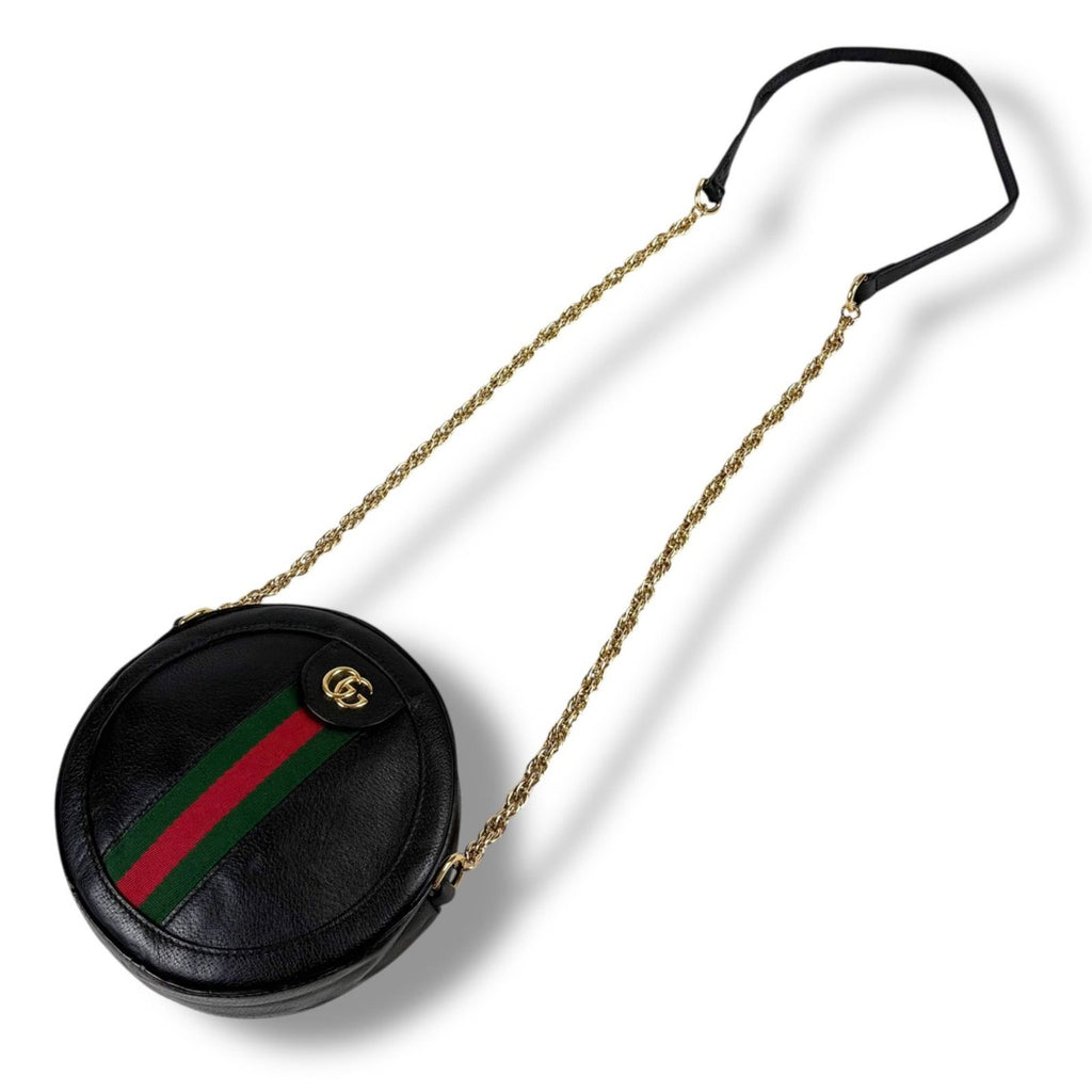 Gucci Round Shape Mini Chain Shoulder Bag Ophidia Black Sherry Line — view 2