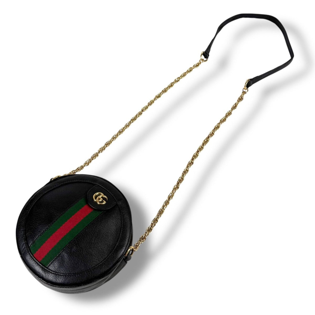 Gucci Round Shape Mini Chain Shoulder Bag Ophidia Black Sherry Line — view 2