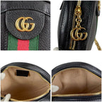 Gucci Round Shape Mini Chain Shoulder Bag Ophidia Black Sherry Line — view 8