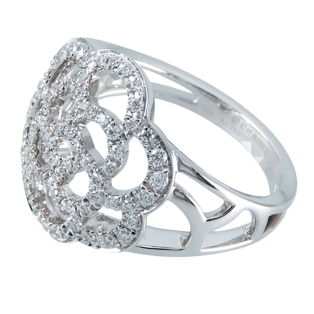 Chanel Camellia Ring White Gold 18K Diamond Pave — view 4