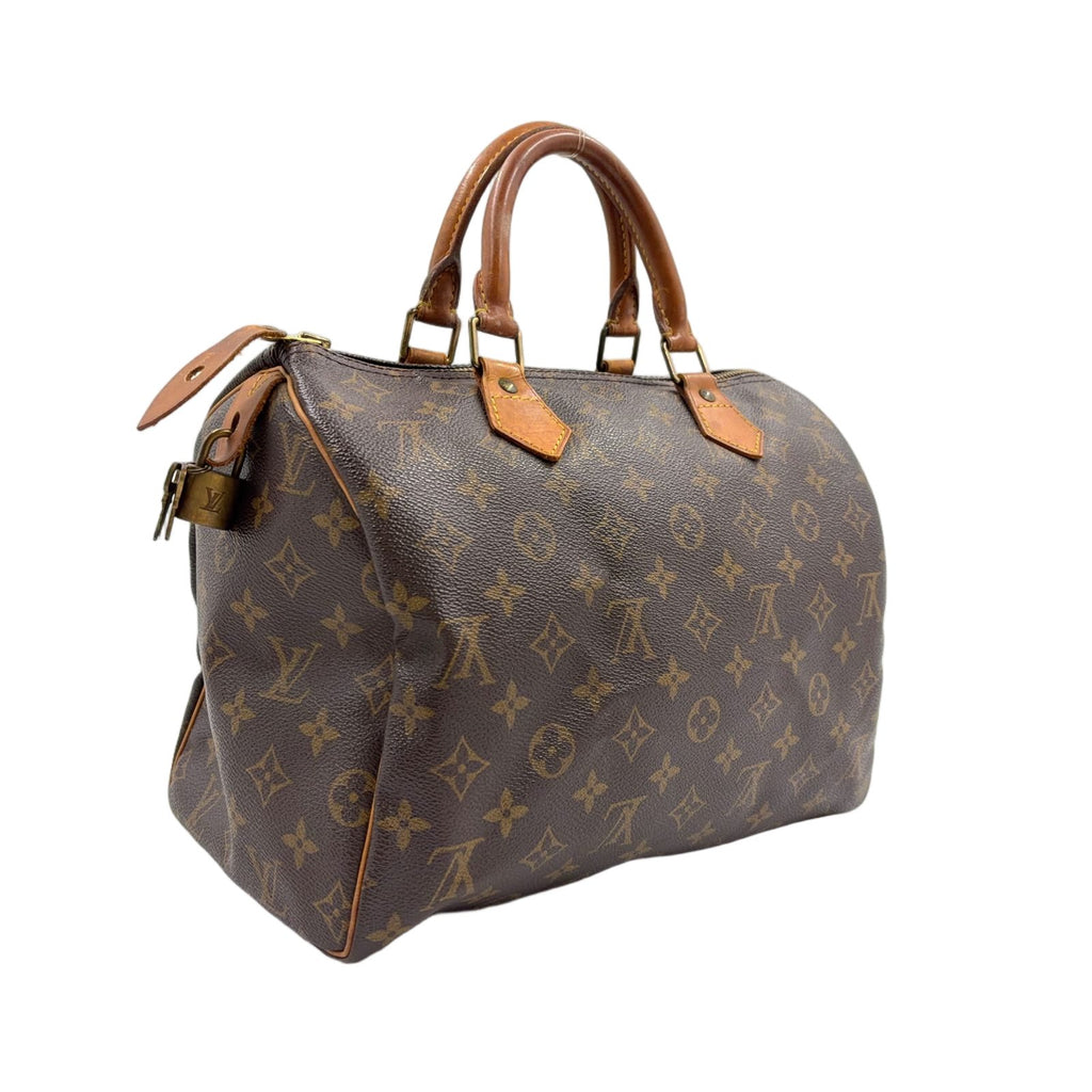 Louis Vuitton Speedy 30 Monogram Leather Brown Handbag Gold — view 2