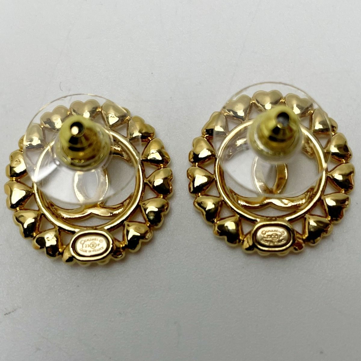 Chanel Round Heart Coco Mark Aba273 Gold Earrings Accessories — view 4