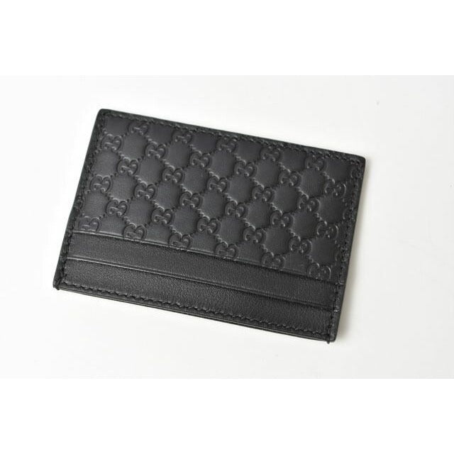 Gucci Card Case Business Holder Micro Guccissima Leather Black — view 3