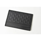 Gucci Card Case Business Holder Micro Guccissima Leather Black — view 3