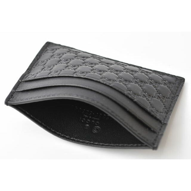 Gucci Card Case Business Holder Micro Guccissima Leather Black — view 5