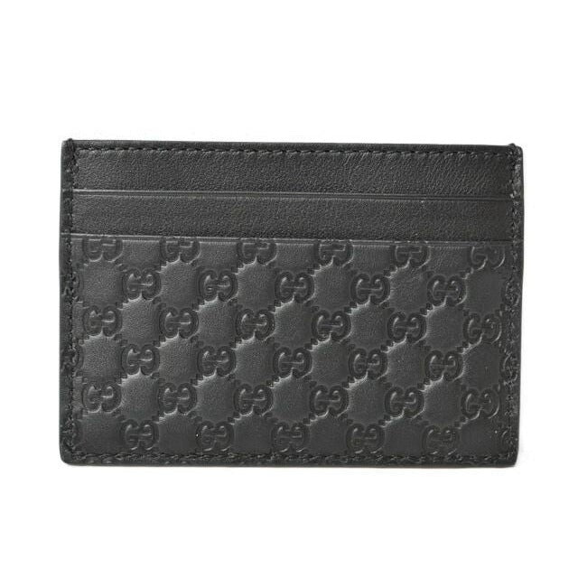 Gucci Card Case Business Holder Micro Guccissima Leather Black