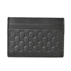 Gucci Card Case Business Holder Micro Guccissima Leather Black