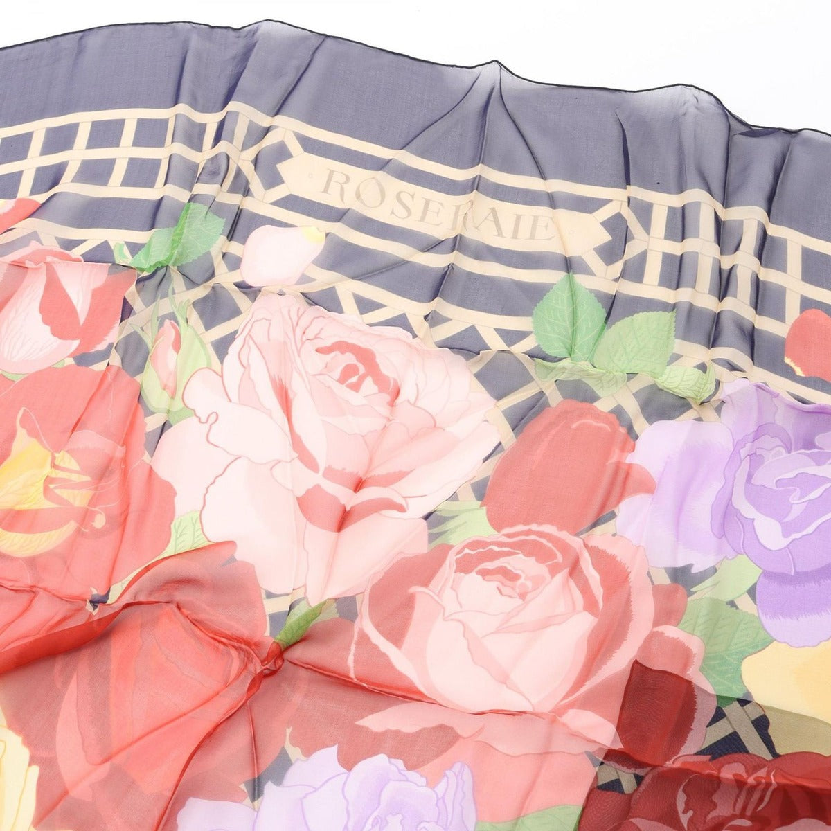 Hermes Scarf Shawl Carre 140 Muslin Roseraie Silk Navy Multicolor — view 2