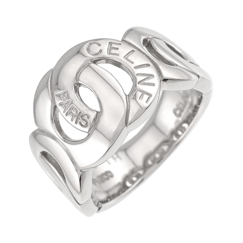 Celine Logo Ring Pt Platinum