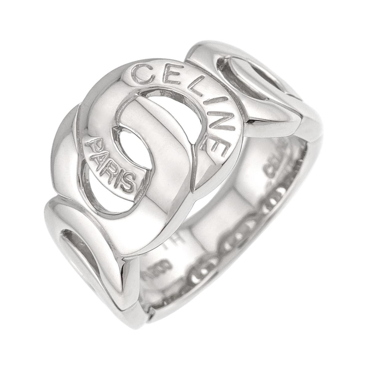Celine Logo Ring Pt Platinum