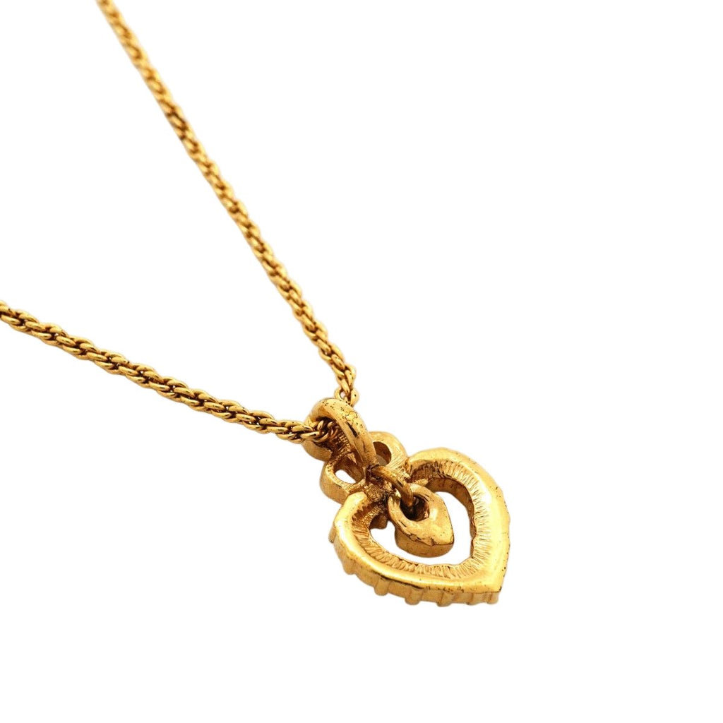 Dior Necklace CD Logo Heart Motif Gold Plated Rhinestone — view 2