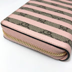 Gucci Wallet Pink GG Supreme Candy Cane Stripe Zip Around — view 4