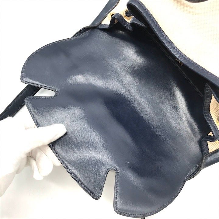 Hermes Toile Canvas Shoulder Bag Navy — view 7