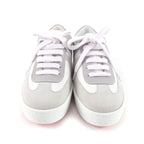 Hermes Boomerang Logo Suede Leather Lace Up Sneakers White Gray 35 — view 4