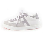 Hermes Boomerang Logo Suede Leather Lace Up Sneakers White Gray 35 — view 5